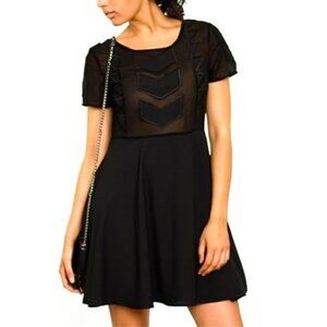 Cute Mink Pink party dress - black short size XS sheer top NWT